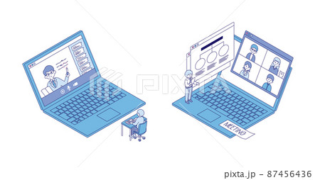 PCでリモート・オンラインのイメージ素材 87456436