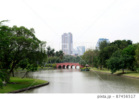 Brown fish viewing bridge at Chatuchak Park is a public park Brown fish viewing bridge at Chatuchak Park is a public park 87456517