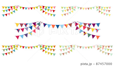 デザイン素材 / ペナントガーランド ベクターイラストセット 87457000