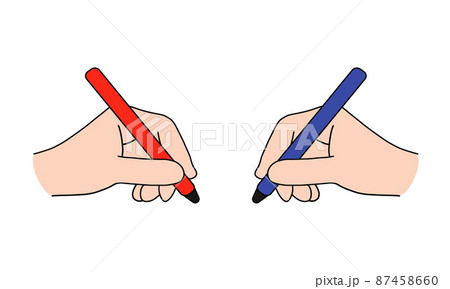 左利き 右利き 左手と右手でペンを持ったイラスト素材 のイラスト素材