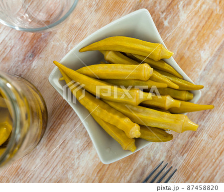 Homemade organic marinated pickled okra Homemade organic marinated pickled okra 87458820
