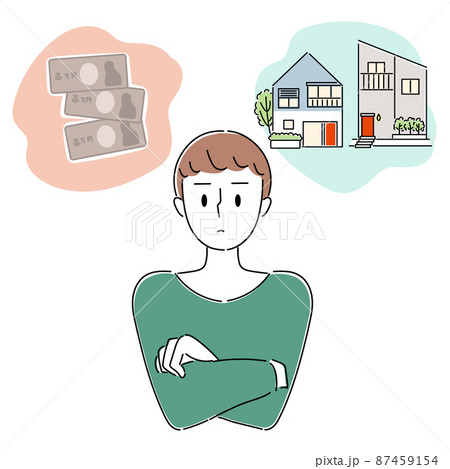 お金・住宅で悩む男性のイラスト 87459154