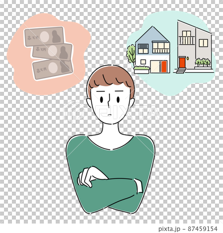 お金・住宅で悩む男性のイラスト 87459154