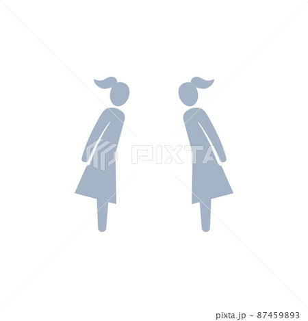 お辞儀をしている二人の女性のアイコンのイラスト素材