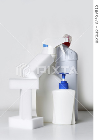 Cleaning service concept. Cleaning chemical bottles. cleaning supplies. House cleaning concept Cleaning service concept. Cleaning chemical bottles. cleaning supplies. House cleaning concept 87459915