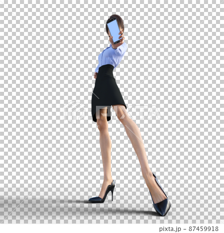 女員工展示智能手機 perming3DCG 插圖素材 87459918