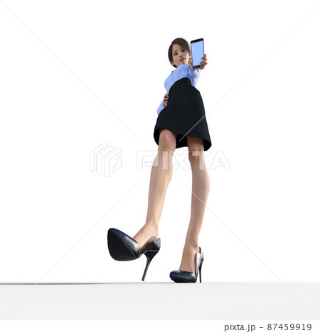 スマホを見せる女性社員　　perming3DCGイラスト素材 87459919