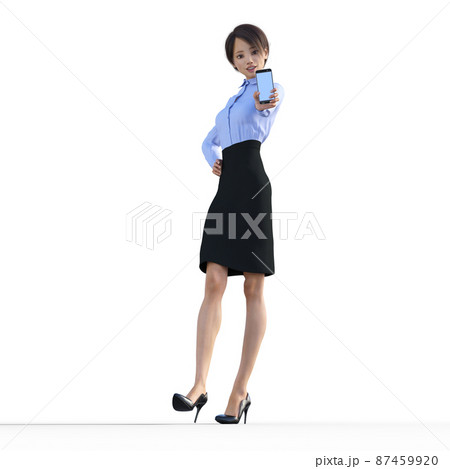 スマホを見せる女性社員　　perming3DCGイラスト素材 87459920