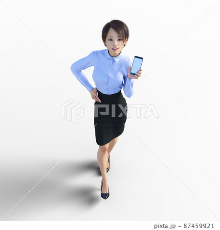スマホを見せる女性社員　　perming3DCGイラスト素材 87459921
