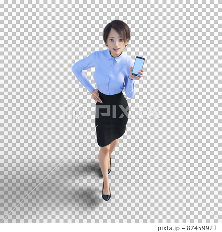 スマホを見せる女性社員　　perming3DCGイラスト素材 87459921