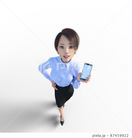 スマホを見せる女性社員　　perming3DCGイラスト素材 87459922