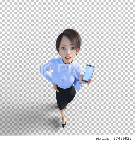 スマホを見せる女性社員　　perming3DCGイラスト素材 87459922