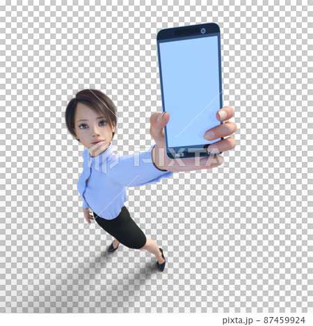スマホを見せる女性社員　　perming3DCGイラスト素材 87459924