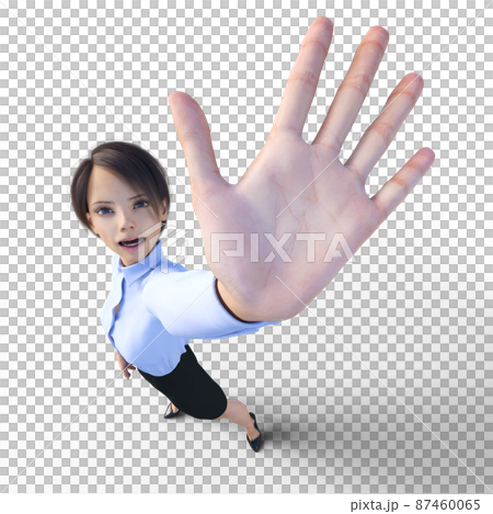 手を上げる女性社員　　perming3DCGイラスト素材 87460065