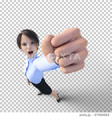 Female employee with a fist perming3DCG illustration material 87460068
