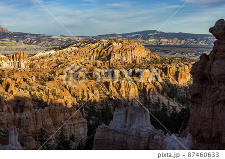 United States, Utah, Bryce Canyon National Park, Hoodoo rock formations in canyon 87460633