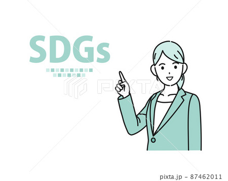 SDGs　説明　取り組む　スーツ姿の女性　持続可能な開発目標　方針　目標 87462011