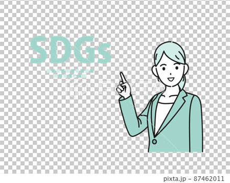 SDGs　説明　取り組む　スーツ姿の女性　持続可能な開発目標　方針　目標 87462011