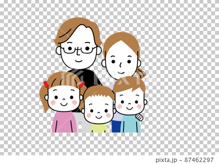 Family of five, parents and three children, many children Family of five, parents and three children, many children 87462297