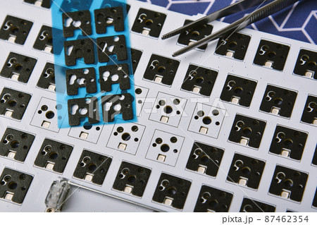 Disassembly mechanical keyboard, Modified custom keyboard with PCB switch pad stickers. Disassembly mechanical keyboard, Modified custom keyboard with PCB switch pad stickers. 87462354