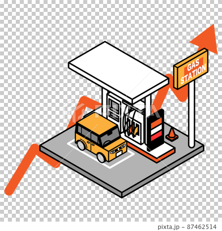 加油站，油價飆升，原油價格飆升，等軸測圖 87462514