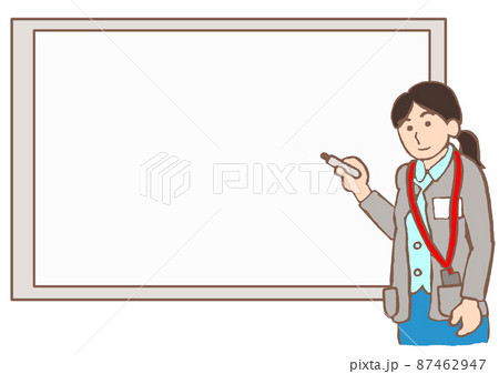 ホワイトボードに記録をとる精神保健福祉士のイラスト 87462947