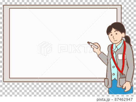 ホワイトボードに記録をとる精神保健福祉士のイラスト 87462947