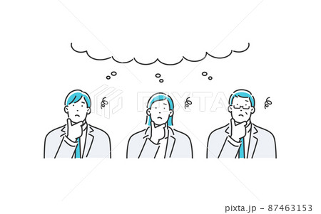 首を傾げる三人の会社員 首を傾げる三人の会社員 87463153
