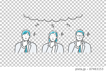 Three office workers who tilt their heads 87463153