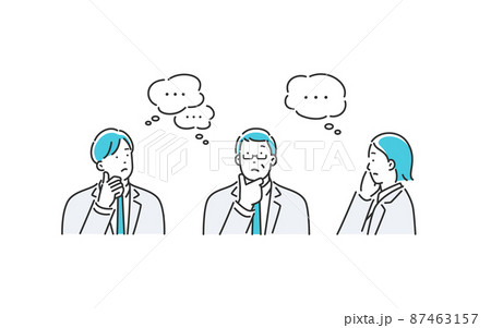 沈黙する三人の会社員 87463157