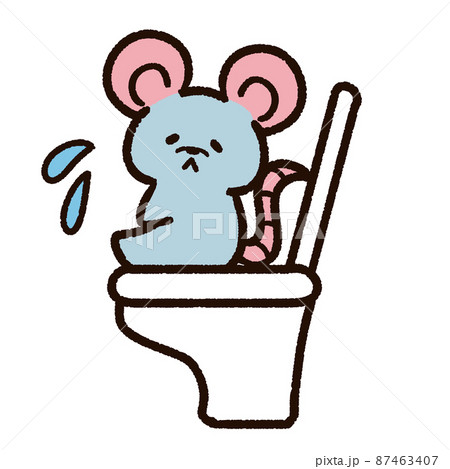 トイレに座るネズミのキャラクター トイレに座るネズミのキャラクター 87463407