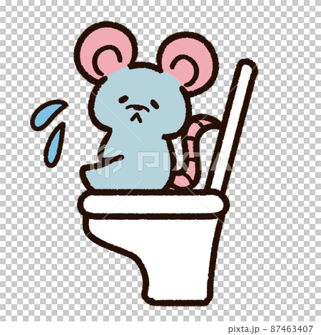 トイレに座るネズミのキャラクター トイレに座るネズミのキャラクター 87463407