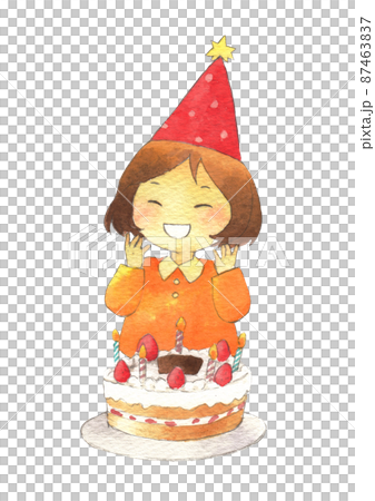 誕生日の女の子　手描き水彩 87463837