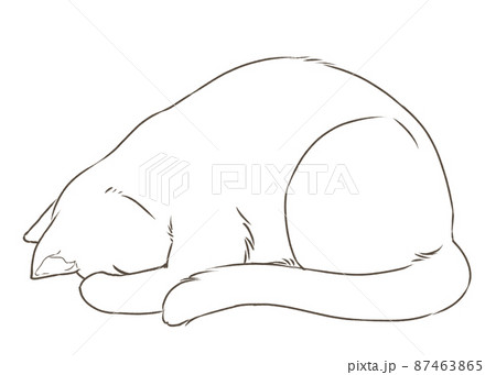 ごめん寝する猫(ぬりえ) 87463865
