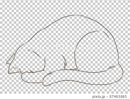 ごめん寝する猫(ぬりえ) 87463865
