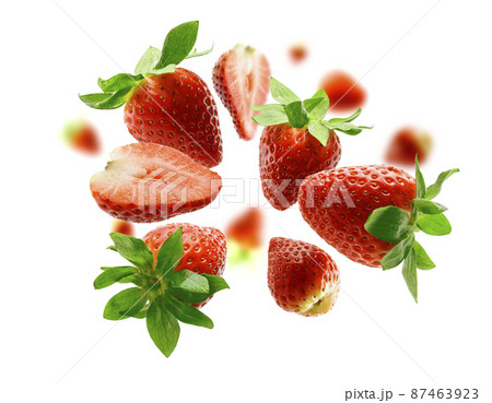 Strawberry berry levitating on a white background 87463923