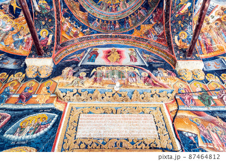 Fresco of Cozia Monastery, medieval Romania Fresco of Cozia Monastery, medieval Romania 87464812