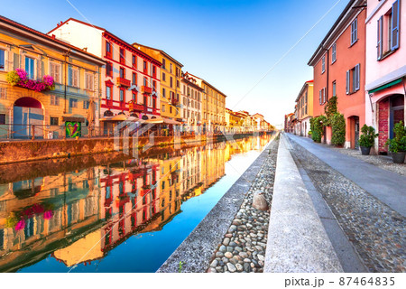 Milan, Italy - Naviglio Grande landmark of Milano, Lombardy. 87464835