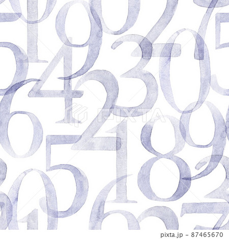 Beautiful seamless pattern with watercolor hand drawn numbers. Stock illustration. Beautiful seamless pattern with watercolor hand drawn numbers. Stock illustration. 87465670