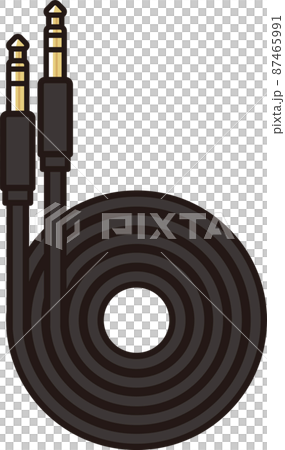 Illustration of audio cable with golden terminal 87465991
