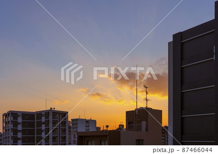 大阪市西区本田方面の夕景　都市風景　2022年3月 87466044