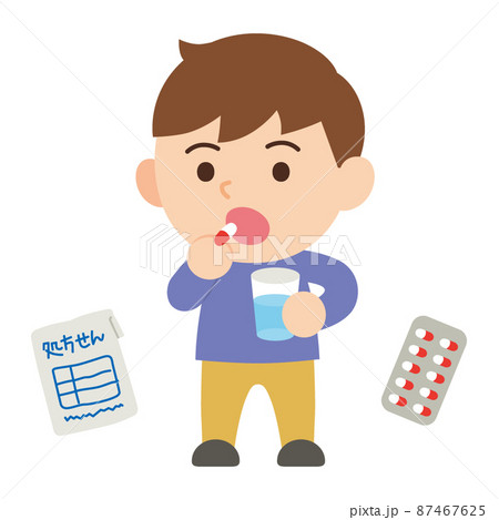 薬を飲む男性・主線なし 薬を飲む男性・主線なし 87467625