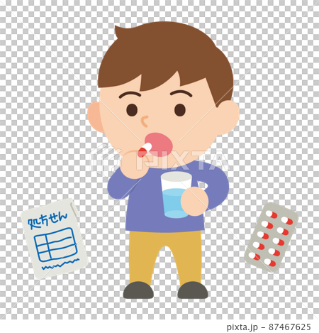 薬を飲む男性・主線なし 薬を飲む男性・主線なし 87467625
