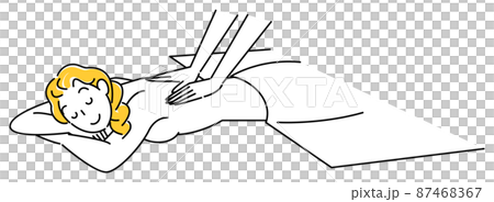 うつ伏せに寝てマッサージを受けている可愛い女性 シンプル イラスト ベクター 87468367