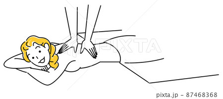 うつ伏せに寝てマッサージを受けている可愛い女性 シンプル イラスト ベクター 87468368