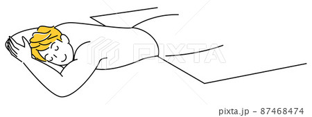 マッサージを受ける為うつ伏せに寝ている可愛い男性 シンプル イラスト ベクター マッサージを受ける為うつ伏せに寝ている可愛い男性 シンプル イラスト ベクター 87468474