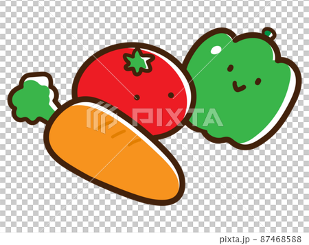 Cute handwritten character illustration of green and yellow vegetables Cute handwritten character illustration of green and yellow vegetables 87468588