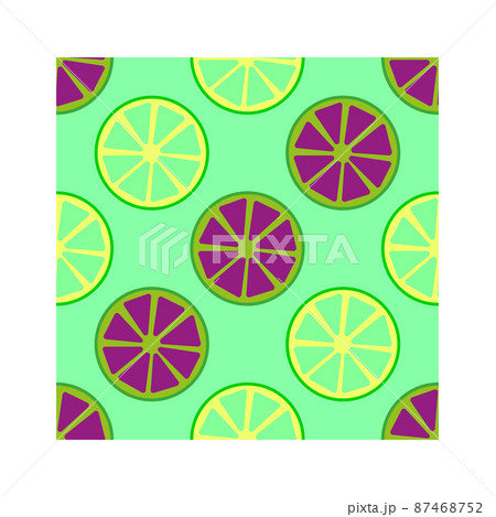 Seamless pattern with juicy fruits of citrus lemon, orange, grapefruit and lime. Ideal for printing on textiles, wallpaper, healthy food packaging, wrapping paper. Vector 87468752