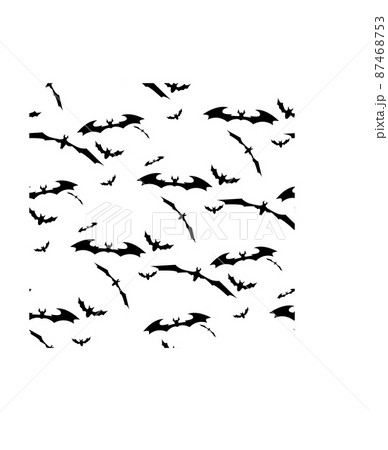 Seamless background with flying bats. Traditional Halloween symbols. Seamless halloween background with black bats. Flat style on a white background. Vector 87468753