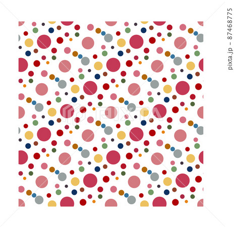 Seamless pattern of colorful dots and geometric circle on modern white background. Textile background. Pattern for fashion, wallpaper, paper. Vector 87468775
